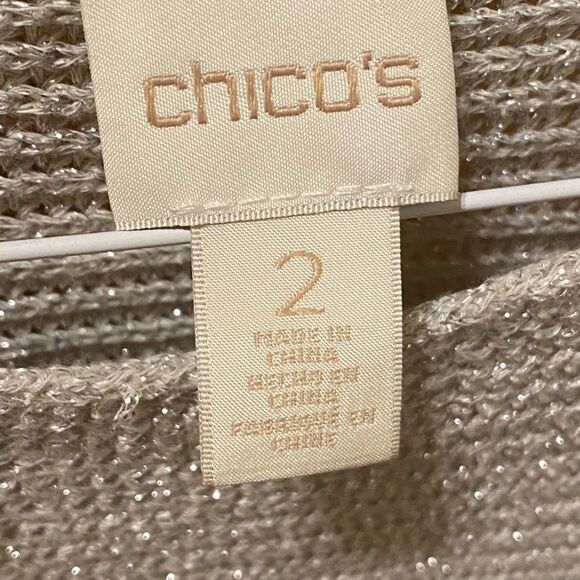 Chico’s metallic sweater 3/4 length sleeves size 2 - Picture 2 of 5